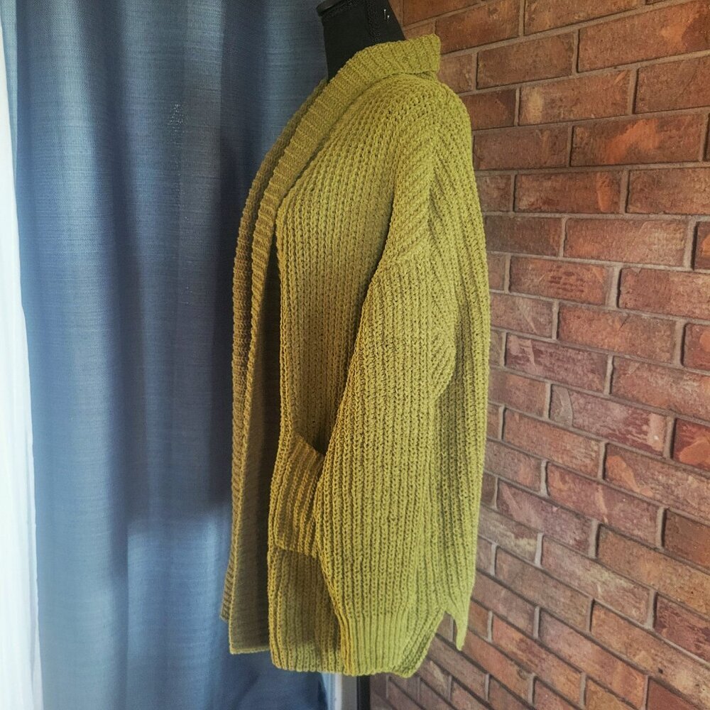 Double Zero Woman's Soft Knit Cozy Loose Fit Olive Green Cardigan - Size L - Picture 5 of 11